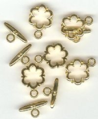 5 19mm Gold Plated Flower Toggle Clasps
